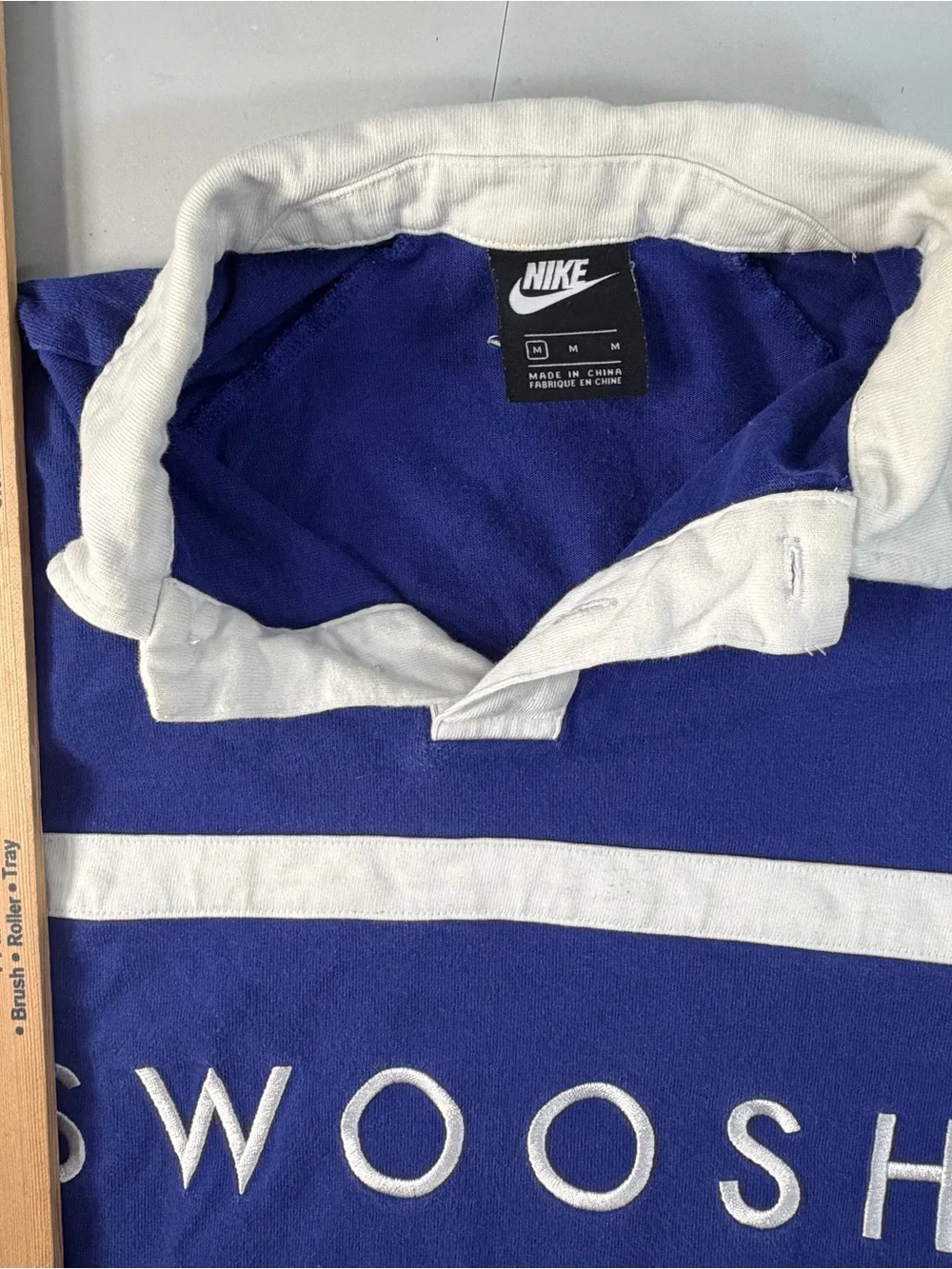 Nike Men’s Rugby Long Sleeve Royal Blue Polo With Embroidered SWOOSH Logo Size M